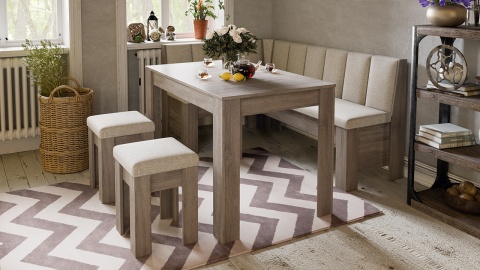 Обеденная группа «Гонконг» №1 (Дуб Сонома трюфель/Рогожка Бежевая)