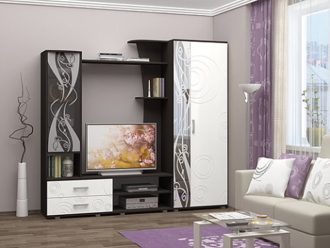 Гостиная Нонна МДФ (Ш-2200 мм x В-2170 мм x Г-530 мм)/Разные Цвета